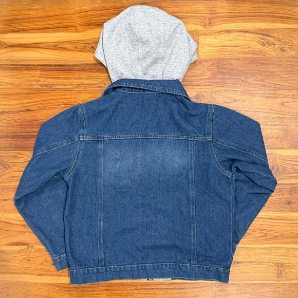 Kids Grandwish Hooded Mixed Fabric Jean Jacket Size 8 - Picture 6 of 6